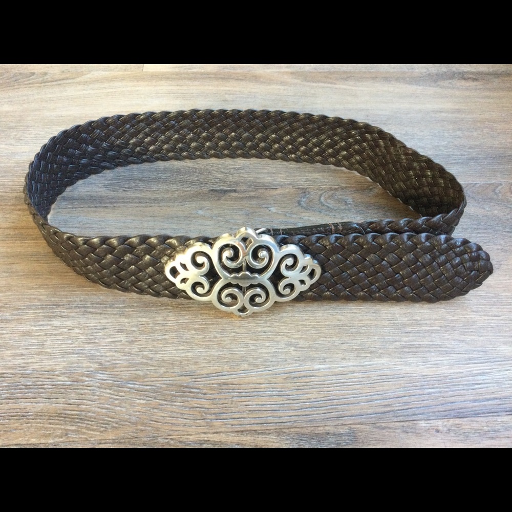 Brighton dark brown woven leather belt